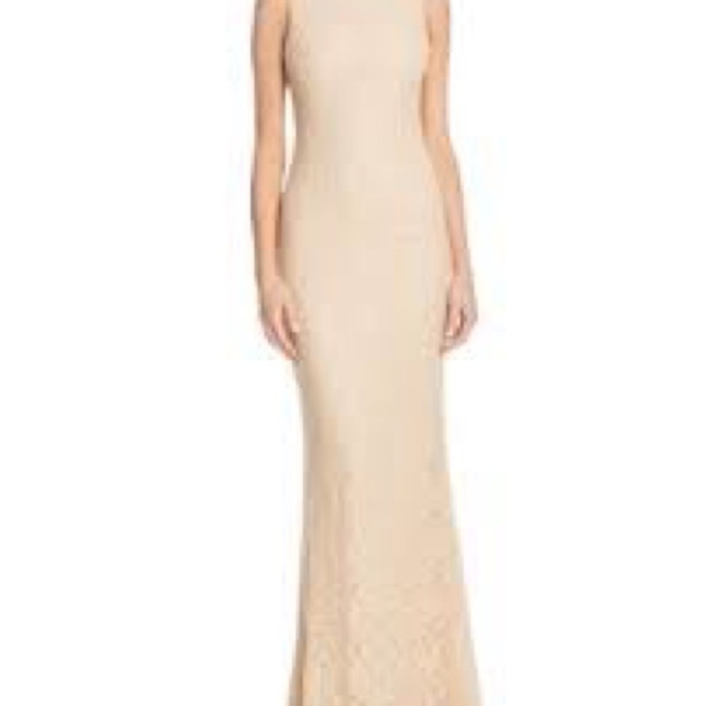 Alice + Olivia Cream Maxi Lace Overlay Dress
